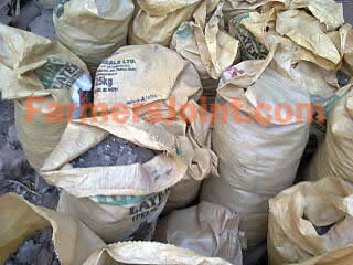 Manure in Chicken Feed Sacks